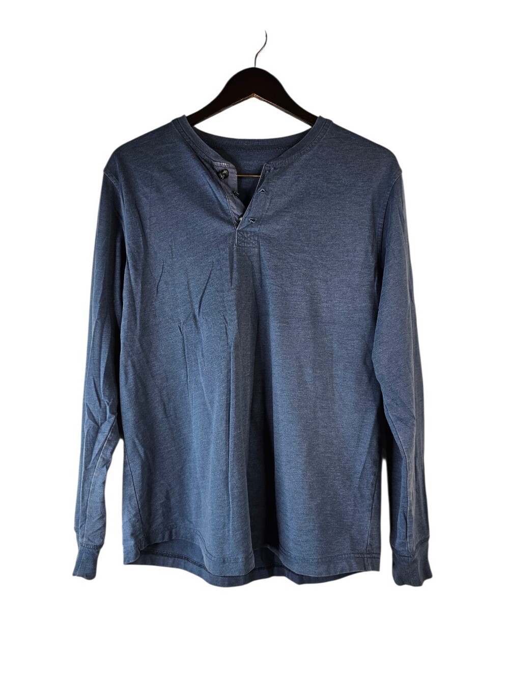 Levi's Men's Medium Blue Henley Long Sleeve Shirt Faded Casual Cotton Blend